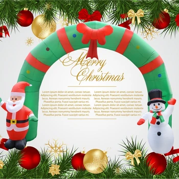 Vianočné Ozdoby 8.2' Width Airblown Nafukovací Oblúk Stojan S Santa Claus A Snehuliak Dvore Art Decor