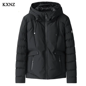 Muž bunda módne teplé navy outwear zimné muž bundu s dlhým rukávom s kapucňou príčinné pohodlné hrubý kabát muž oblečenie KXNZ49