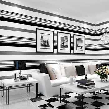 10m Čierne a biele pásy čistý papier netkaných tapiet moderný minimalistický štýl domova spálňa decor tapety, nálepky