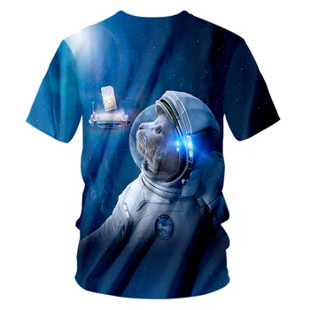 OGKB T-shirt Dospelých Nové V Slim Fit Cartoon 3D Tee Tričko Tlač Mačka Astronaut Streetwear Nadrozmerné Costuming Homme Jar Tričká