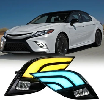 Auto 3 Colue LED DRL Denné Beží Svetlo Hmlové Svetlo + LED Fog Objektív Rám Auta pre Toyota Camry SE XSE 2018-2020