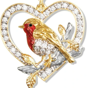 Berbeny Krásne Zviera, Vták Sparrow v tvare Srdca Náhrdelník Prívesky Zliatiny Crystal Zlatá Farba Clavicle Prívesok Pre Ženy, Dievča
