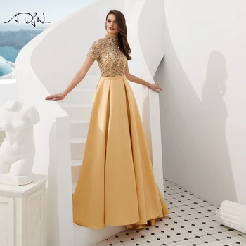 ADLN Luxusné Bling Gold Sexy Večerné Šaty 2019 Prom Formálne Šaty Žien Elegantné Večerné Šaty Dlhé Strany Nosiť Rúcho de Soiree