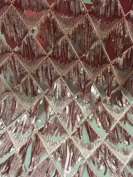 Africké Čipky Textílie Ružová Afriky Guipure Čipky textílie s Flitrami Vysokej Kvality francúzskej Čipky Sequin Textílie Na Svadby CD2096