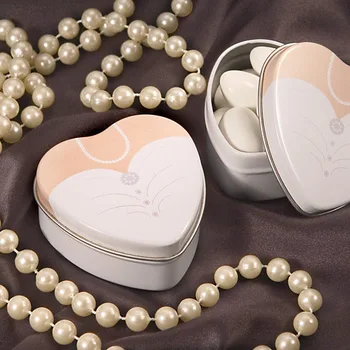 Veľkoobchod 500pcs Nevesta ženícha Mint tin svadobné prospech box oblečený do deviatky svadobné koláčiky box