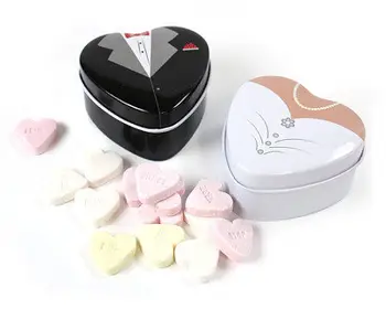 Veľkoobchod 500pcs Nevesta ženícha Mint tin svadobné prospech box oblečený do deviatky svadobné koláčiky box