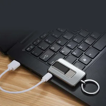 2018 Nové Kovové USB Zapaľovač Nabíjateľná Elektronické Ľahšie Keychain Cigariet Turbo Zapaľovač Fajčenie Cigár Palsma Ľahšie