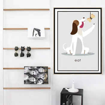 AAVV Plagáty a Výtlačkov Tlač na Plátno Umenie Zvieratá Obrázok pre Obývacia Izba Domova Psa Pocit Chladu Hrať a Jesť Bez Rámu