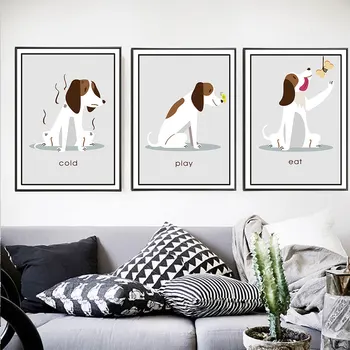 AAVV Plagáty a Výtlačkov Tlač na Plátno Umenie Zvieratá Obrázok pre Obývacia Izba Domova Psa Pocit Chladu Hrať a Jesť Bez Rámu