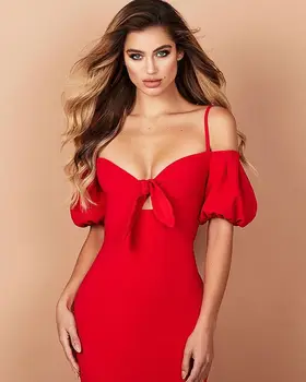 Červená Čierna Roztomilý Krátky Rukáv Midi Bodycon Šaty tvaru Plášť Lete Ženy Šaty Club Sexy Party Šaty Badage Vestidos TH-1