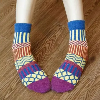 5 Párov Dámske Vlna Cashmere Hrubé Ponožky Lady Mäkké Bežné Zimné Ponožky Teplé