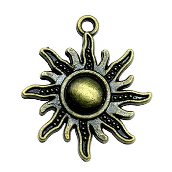 10pcs 3 Farby Antique Bronze, Antik , Starožitné Zlaté Slnko Prívesok Charms Pre Šperky, Takže Slnko Kúzlo Charm Slnko 25x28mm