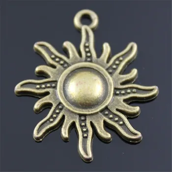 10pcs 3 Farby Antique Bronze, Antik , Starožitné Zlaté Slnko Prívesok Charms Pre Šperky, Takže Slnko Kúzlo Charm Slnko 25x28mm