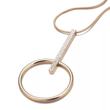 MGFam Nadsázka Veľký Okrúhly Prívesok Kruh Náhrdelník Dlhé 80 cm Reťaz Šperky Crystal Pre Ženy 3 Zlaté Výber Farieb