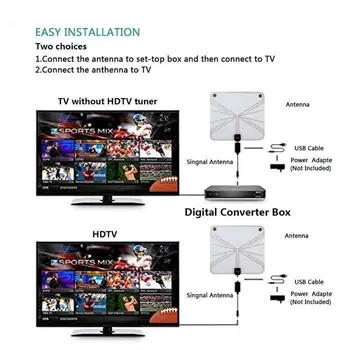 TV Antény, Digitálne HD, TV Anténa Zosilnený 50 Mil Rozsah Podpora 4K 1080P, Vnútorný Digitálny HDTV Anténa s Výkonný Zosilňovač