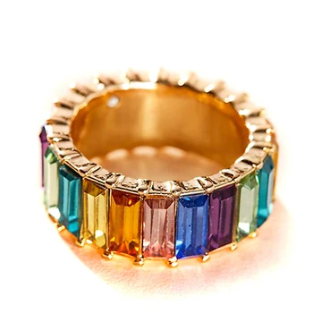 Ženy Boho Crystal Zliatiny farebnú Dúhu Krúžky DIY Vyhlásenie Kúzlo Šperky Darček