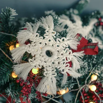 Snowflake Prívesok Dráha Obrus Stola Mat Ručne Tkaná Bavlna Kuchyňa Non-slip Tepla Pad, Vianočné Dekorácie