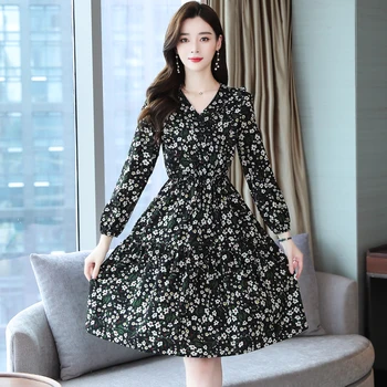 Aby jarnom a jesennom období a nového malého Daisy šifón kvetinový Xuan elegantné vietor sukne iny víly letné šaty femal