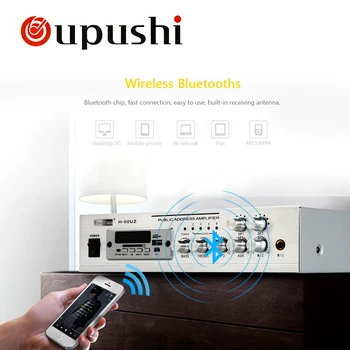 OUPUSHI H-50UZ 50W mini bluetooths zosilňovač s USB, SD karty Mp3, FM, LED displej