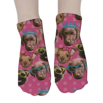 Harajuku Zábavné Ponožky Cartoon Ponožky pes, Mačka Zvierat tlač Ponožka Krátke Ponožka Bavlna Unisex Šťastný Členkové Ponožky Ženy 8S-DW106