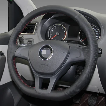 BANNIS Čiernej Umelej Kože DIY Ručne šité Volant, Kryt pre Volkswagen VW Golf 7 Mk7 Nové Polo