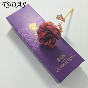 Luxusné Červené Zlato Umelé Ruže valentín Darček, 24k Gold Rose Pack S Darčeka & Certifikát Kreatívne Svadobné Dekor