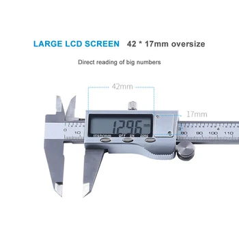 LCD Digitálny Elektronický Vernier Strmeň 150mm Mikrometer na Meranie Nástroj Rozchod Drevo Merať Pravítkom Profil Označenie Nástroj