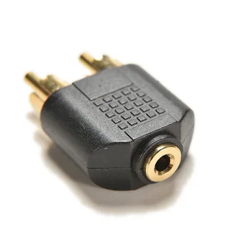 Pozlátené 3,5 mm Audio Stereo Jack Samica-2 RCA Samec Jack Audio Konektor Adaptéra Converter pre Reproduktor, Zosilňovač 1PC