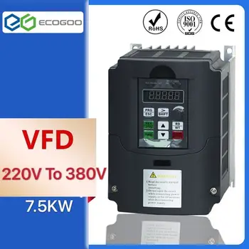 VFD AC 220V na 380V 7,5 kw 10hp Frekvenčného meniča CNC Jednotka, Invertor a Konvertor pre 3 Fázový Motor Ovládanie Rýchlosti