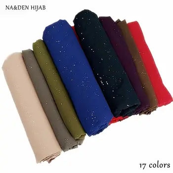 NOVÝ Lesk obyčajný bublina šifón hidžáb farbou šatku šatky módne Moslimských scarfs populárne hijabs nádherný šál 10pcs/veľa