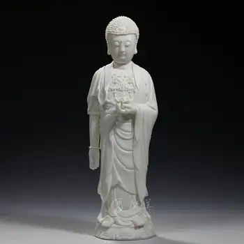 Micro veľkosť dať Ephraim Amitabha, ako Dehua keramické sôch Budhu stáť ako veľké boutique venovaná Buddha