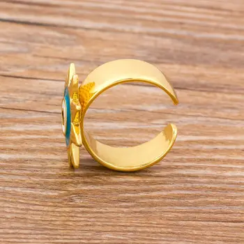Móda Široký Modrý Zlé Oko Zlaté Zásnubné Nastaviteľné Prstene pre Ženy Strany Darček Šperky, Starožitný Klasický Krúžok Veľkoobchod
