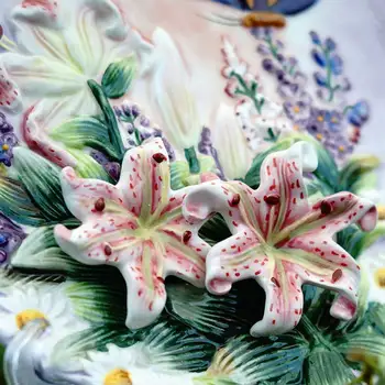 Vintage Keramické Lily Motýľ Dosky Ručne Maľované Dekoratívne Nástenné Závesné Dosky Držiak Zberateľskú Porcelánu Svadobné Dary, Jedlo