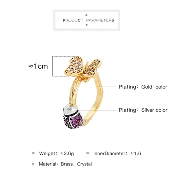 Nový Príchod Módne Vysokej Kvality Crystal Krúžok Pre Ženy Veľkoobchod Handmade Svadobných Lienka/Motýľ Krúžok Príslušenstvo Šperky