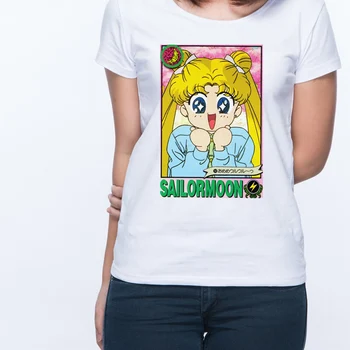 T-košele letné top harajuku zábavné sailor moon t shirt kórejský 90. rokov estetické šaty, topy Japonskom anime tričko ženy oblečenie kpop