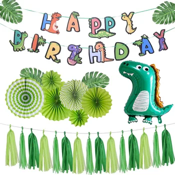 Cartoon Dinosaurus, Banner, Papier Fanhua Strapec Nastaviť Happy Birthday Dekor Deti Chlapcov Girlandy Jednej 1. Dion Narodeniny Bannery Dekor