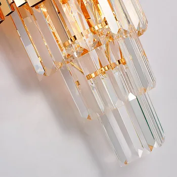 2018 Nový dizajn, luxus, krištáľové lampy lesk zlata nášivka nástenné svietidlo moderného domova LED nástenné svietidlo výška 80 cm