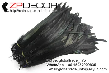 ZPDECOR Pierko Výrobca 100ks/veľa 30-35 cm(12-14inch) Vystupoval Kvalitné Black Farbené Coque Kohút Chvostové Perá na Karneval