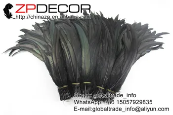 ZPDECOR Pierko Výrobca 100ks/veľa 30-35 cm(12-14inch) Vystupoval Kvalitné Black Farbené Coque Kohút Chvostové Perá na Karneval