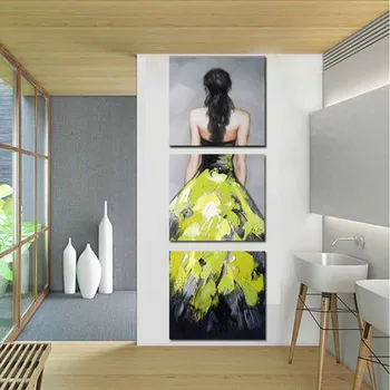 Moderné Obrázok Umenia, Ručne Maľované Tri Panely Lady Obrázok Plátno Olejomaľba Žena Obrázok, Obývacia Izba, Spálňa Domov Stenu Decor