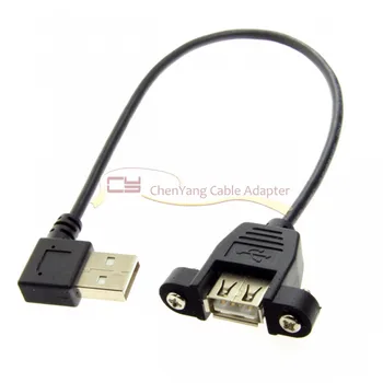 V pravom Uhle 90 Stupňov, USB 2.0 A Konektor Samec na Samica Predlžovací Kábel S Panel Mount Otvor 20 cm
