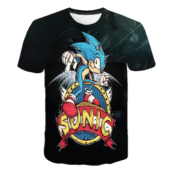 Letné Módy Populárne Deti Sonic the Hedgehog t shirt Chlapcov Cartoon T Shirt 3D Detská Deti Anime Šaty Modrej Bežné Topy