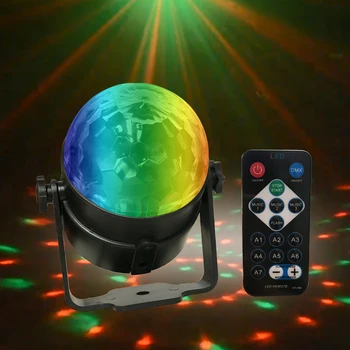 1Pcs Farebné Aktivované Zvukom Disco Ball LED Fáze Svetlá 3W RGB Laser Projektor Svetlo Lampy Vianočný Večierok Dodávky Deti Darčeky