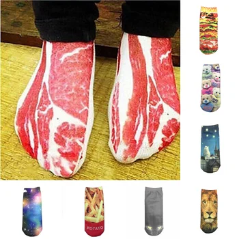3D Vytlačené Grilovanie Unisex Ponožky Zábavné Ponožky Teroru Novosti Ponožky Roztomilý Módne Low Cut Členok Ponožky Zvieratá Krátke Ponožky Mužov Ponožky