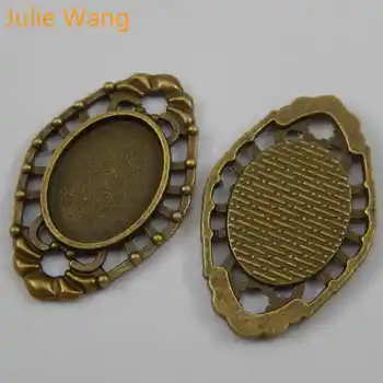 Julie Wang 10PCS Antické Bronzové Oválne Cabochon Portrét základné Nastavenie Konektorov Charms Zliatiny Prívesok Šperky, Takže Príslušenstvo
