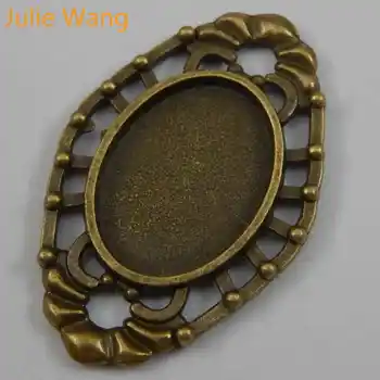 Julie Wang 10PCS Antické Bronzové Oválne Cabochon Portrét základné Nastavenie Konektorov Charms Zliatiny Prívesok Šperky, Takže Príslušenstvo