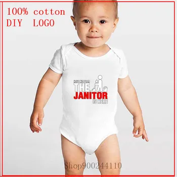 Cottons Lete Roku 2020 Majú Strach Na Janitor Je Tu Onesie Tlač Novorodenca Kombinézach Baby Leta Teta Detské Oblečenie roztomilý oblečenie
