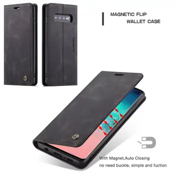 CaseMe Magnetické Kožené puzdro pre Samsung Galaxy S7 Okraji S8 S9 S10 Plus S10e Kartu Ochranné vyklápací Kryt Samsung S10 Prípade, 5G