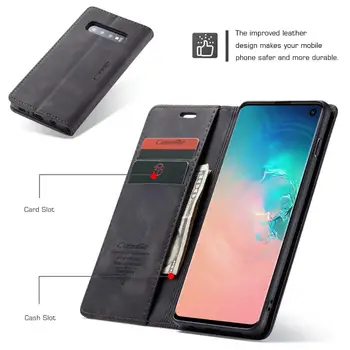 CaseMe Magnetické Kožené puzdro pre Samsung Galaxy S7 Okraji S8 S9 S10 Plus S10e Kartu Ochranné vyklápací Kryt Samsung S10 Prípade, 5G