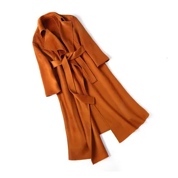 Nový štýl krásne vzácne menšiny flounced vody cashmere kabát obojstranné vlnené kabát pre ženy
